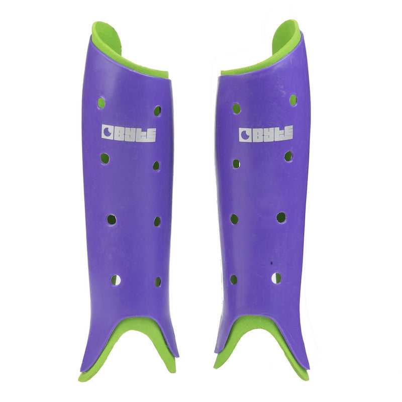 Byte Field Hockey Shin Guards in Club Purple Green