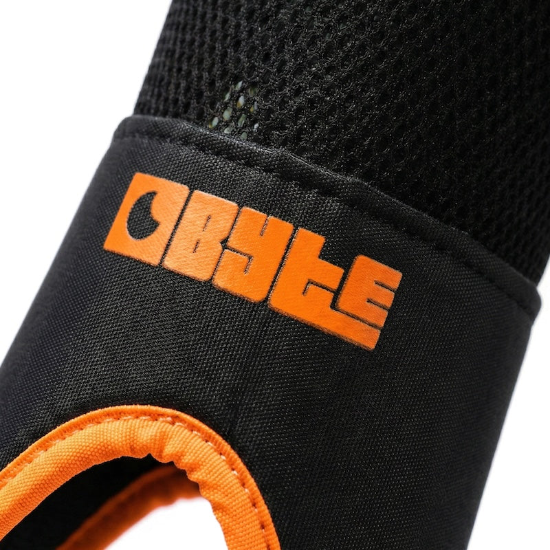 Byte SX Field Hockey Shin Guards in Black Fluo Orange (view 3)