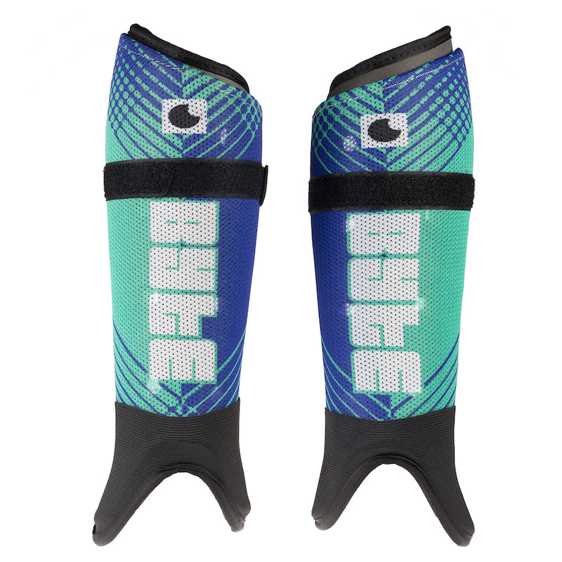 Byte ZT Field Hockey Shin Guards in Teal/Blue