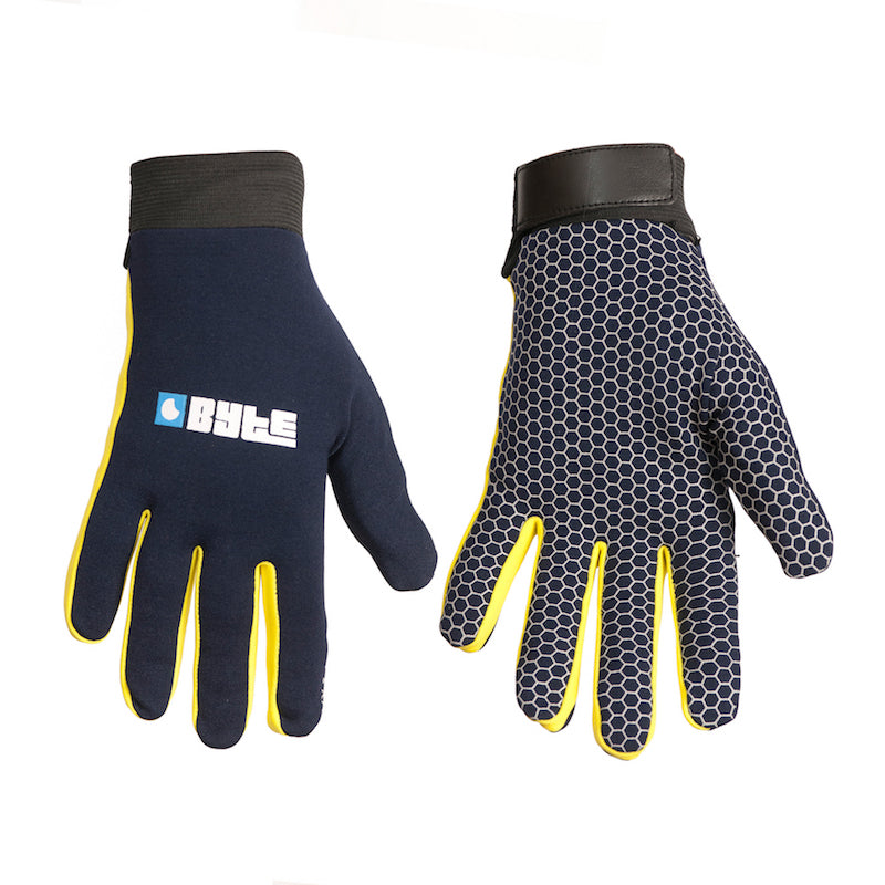 Byte Snug Fit Hockey Glove in Navy Yellow